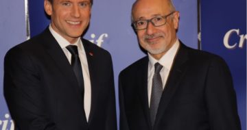 Francis Kalifat et Emmanuel Macron au Dîner du CRIF