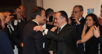 Ariel Goldmann et Emmanuel Macron au Dîner du CRIF