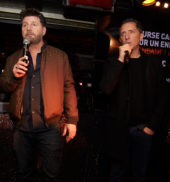 Gad Elmaleh et Philippe Lellouche pendant la soirée Studio 54